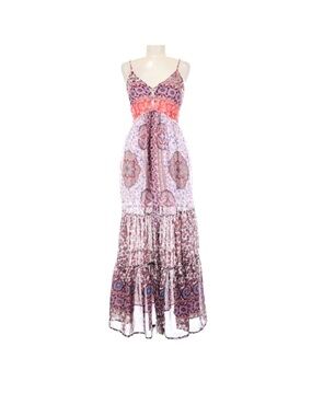 JAPNA ~ Bohemian Maxi Dress with Multicolored Paisley Print Spaghetti Strap